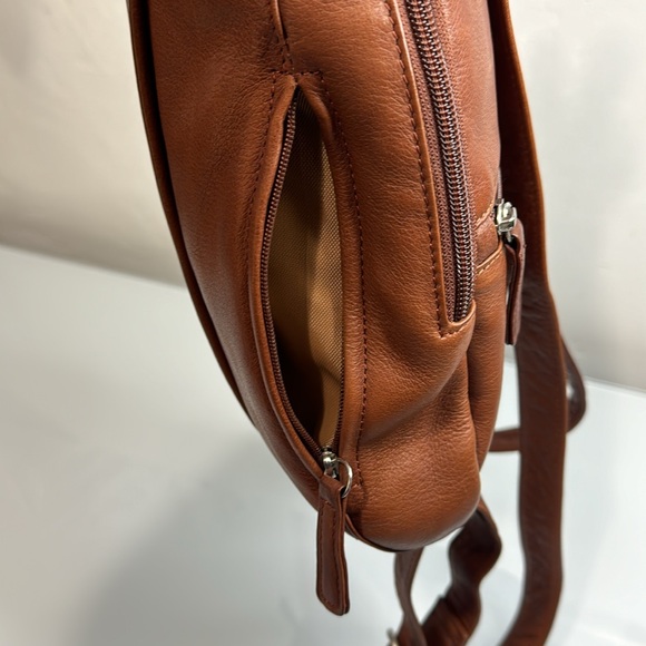 Osgoode Marley Teardrop Multi Zip Brandy Leather Backpack - Picture 7 of 14